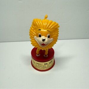 Vintage Kohner Bros. Lucky The Lion 3.5” Push Button Puppet Toy Retro 1960s Cat